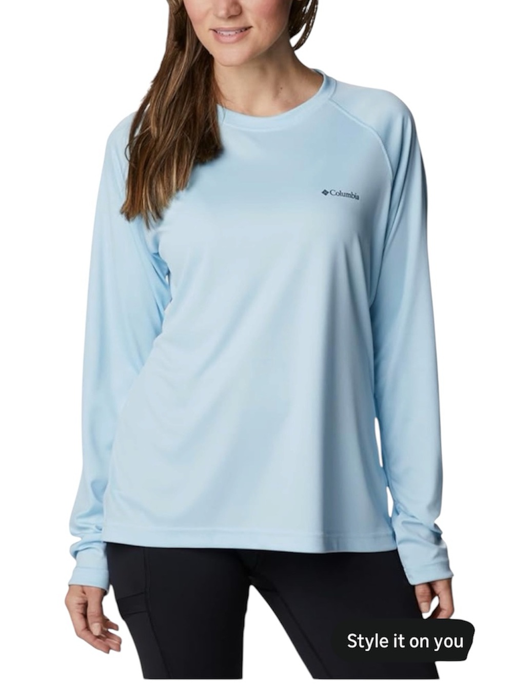Columbia Womens Fork Stream Long Sleeve Shirt in Spring Blue/ Size Large